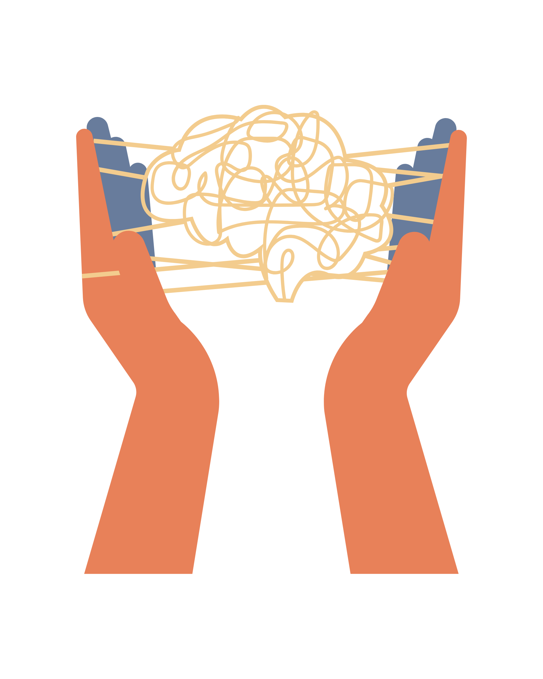 Illustration of hands holding a tangled system, representing organizational complexity and interconnected ways of working.