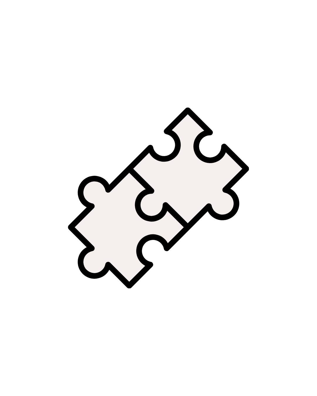 Two connected puzzle pieces representing ENID practitioners working alongside client teams.