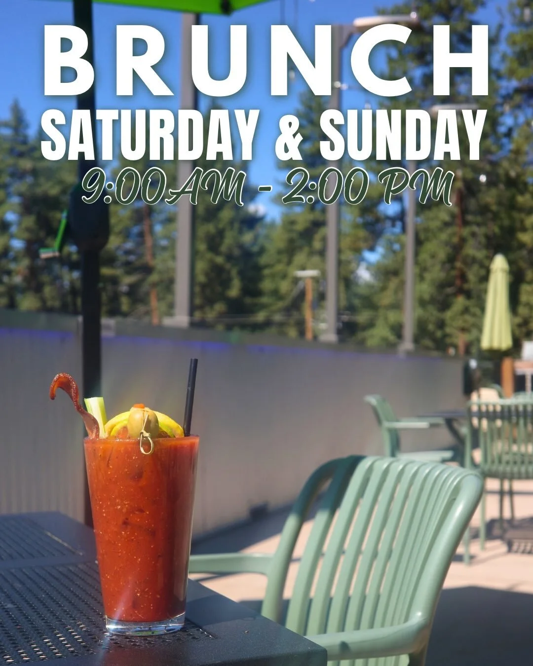 Good mornings start with Great brunch🍾

Join us every Saturday &amp; Sunday from 9:00am to 2:00pm for signature Bloody Marys or bottomless mimosas paired with favorites like breakfast burritos, chilaquiles, and avocado toast. 

Whether you&rsquo;re 