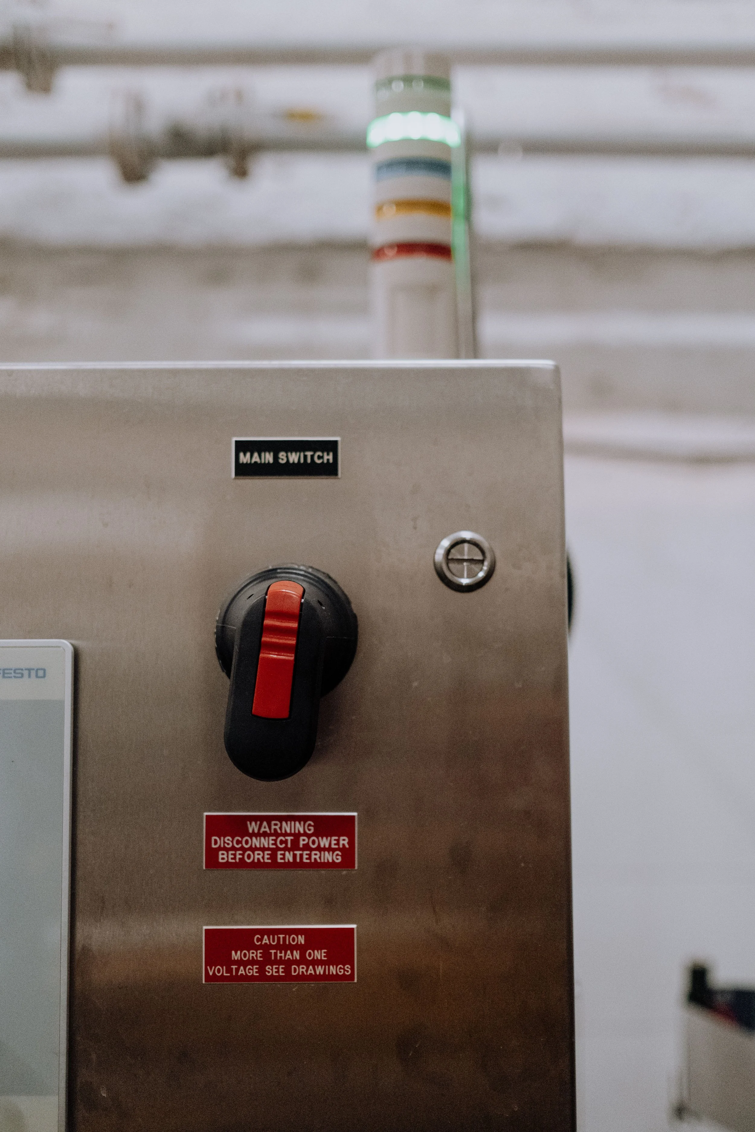 Close up on Industrial Electrical Enclosure or Control Panel
