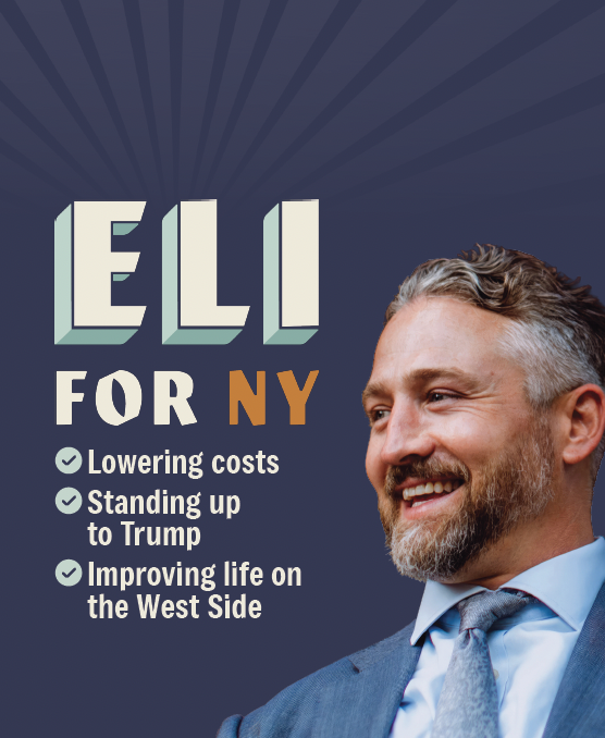Direct mail cover for Eli Northrup running in New York, with a smiling man in a suit and list of campaign goals.