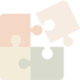 Four puzzle pieces connected, each with different colors and patterns.