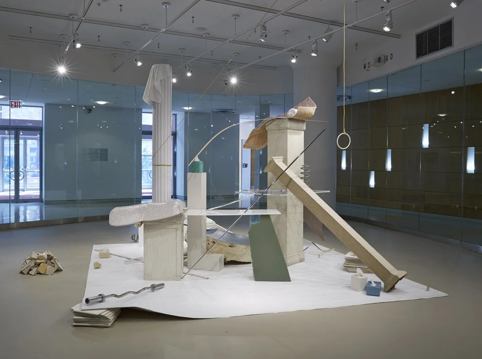'The Ruin'
Dimensions Variable Wood, acrylic, plastic fiberglass, plaster, aluminum, foam, towels, weights, rope and Kleenex boxes. 2014
