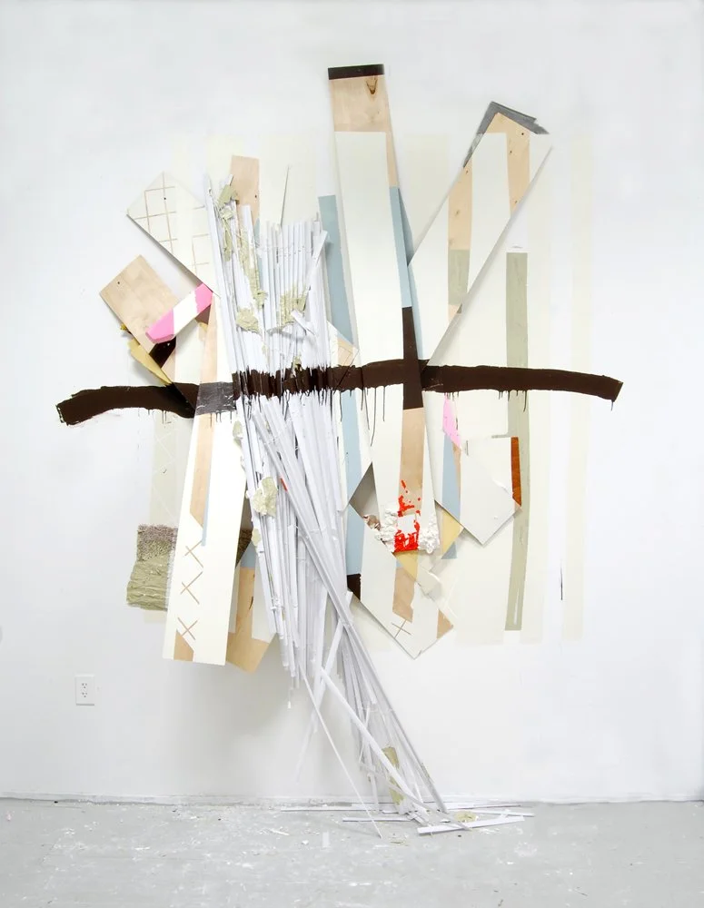 'The Remnants'
7 x 11ft Wood, acrylic, carpet, and window blinds on wall. 2011