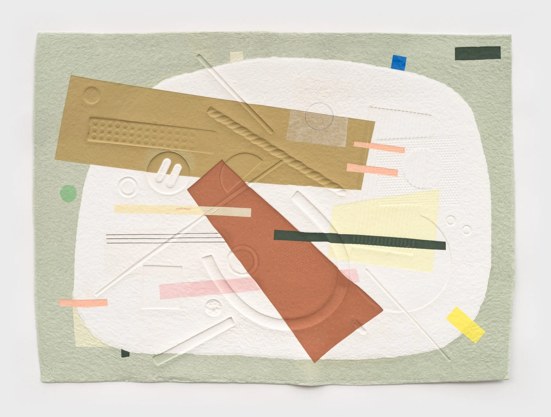 'Finding Form (Green)'
21.5 x 29.5in
Embossed cotton, found paper collage, and marker
2024