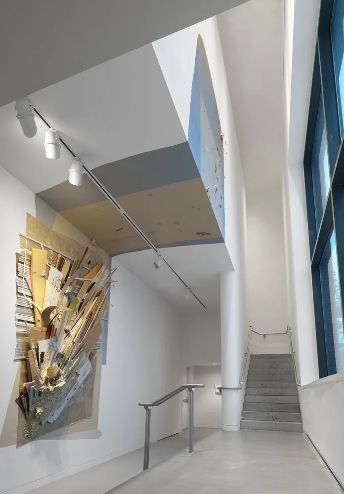 'Blind Impact'
9 x 1.5 x 23 FT Vinyl, acrylic, wood, plastic, laminate, window blinds, plaster, foam, and nails on wall (DeCordova Sculpture Park and Museum). 2012.