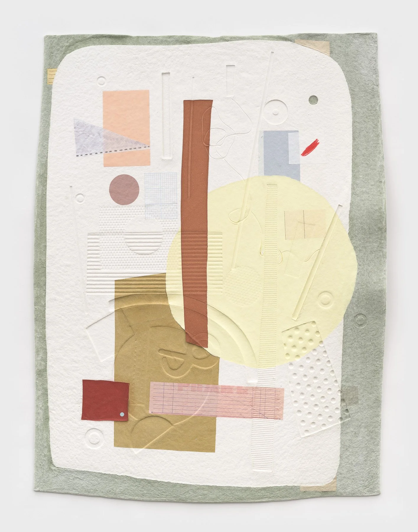 'Finding Form (Green 3)'
21.5 x 29.5in
Embossed cotton, found paper collage, and marker
2024