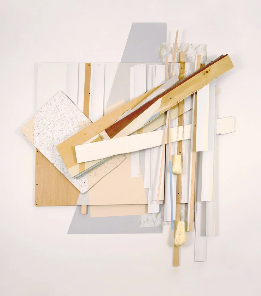 'Light Touch'
68 x 67in Acrylic, wood, vinyl, foam, plaster, chain, and vertical blinds on wall. 2013
