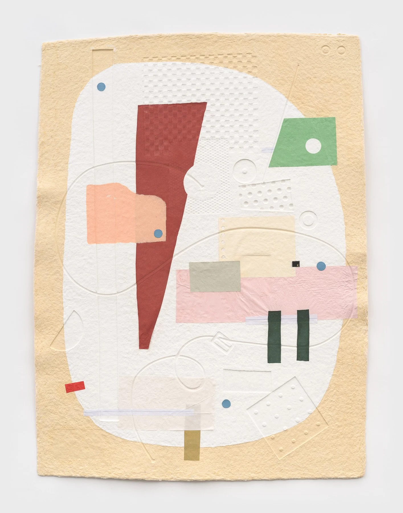 'Finding Form (Yellow 3)'
21.5 x 29.5in
Embossed cotton, found paper collage, and marker
2024