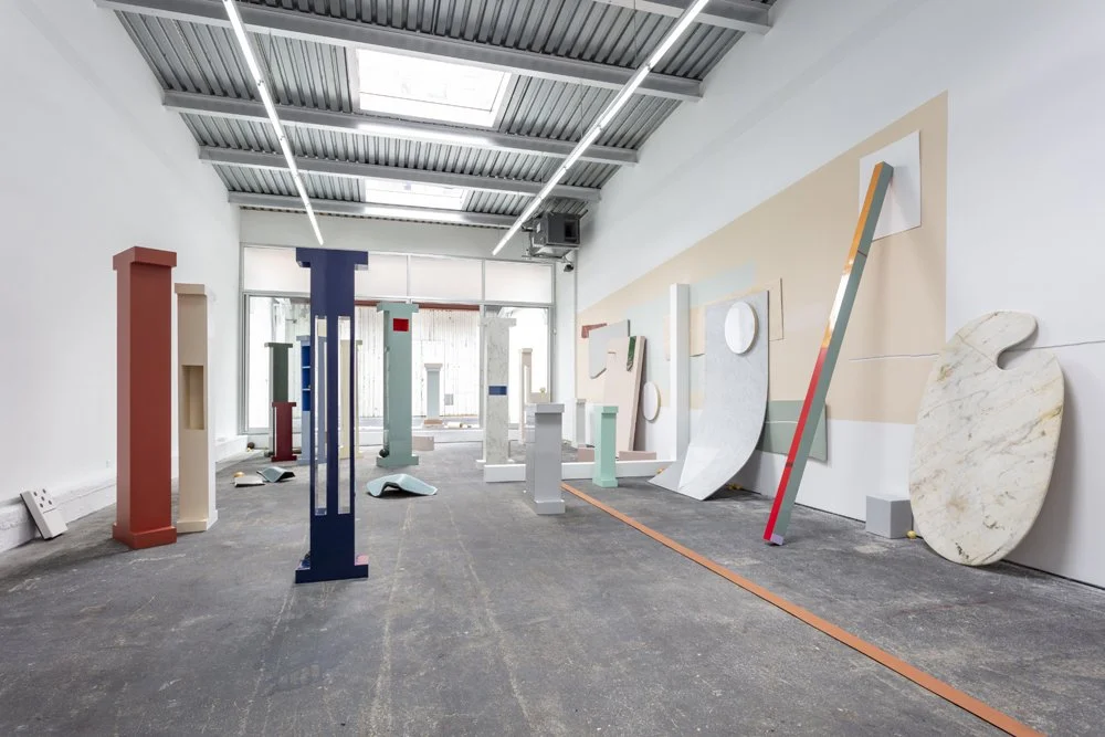 'ARENA' Dimensions Variable.  Acrylic, wood, fiberglass, laminate veneer, rubber, solid surface, wool, aluminum, paper, marble, drywall, and cue balls. 2021. 