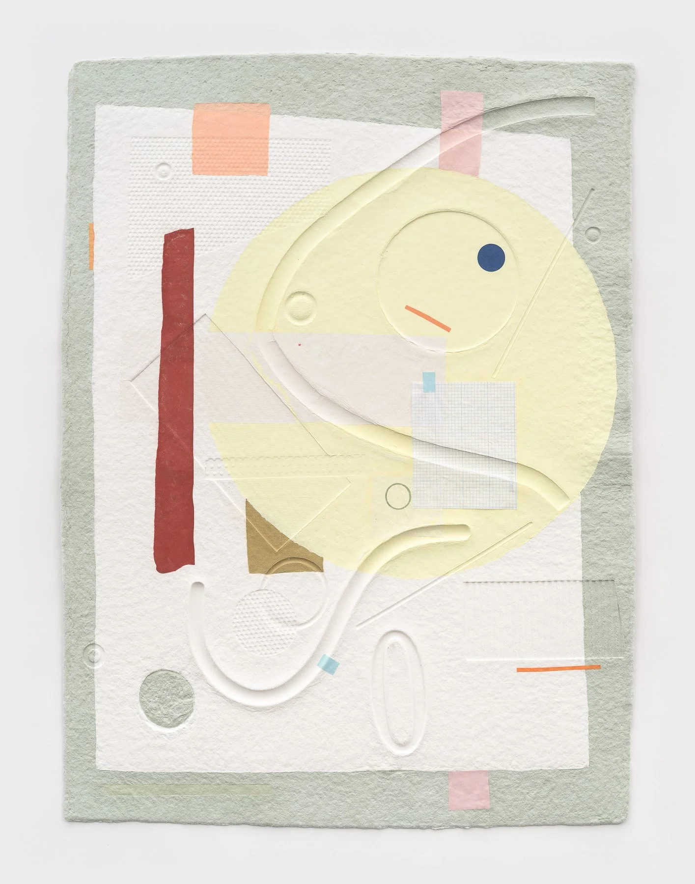'Finding Form (Green 2)'
21.5 x 29.5in
Embossed cotton, found paper collage, and marker
2024