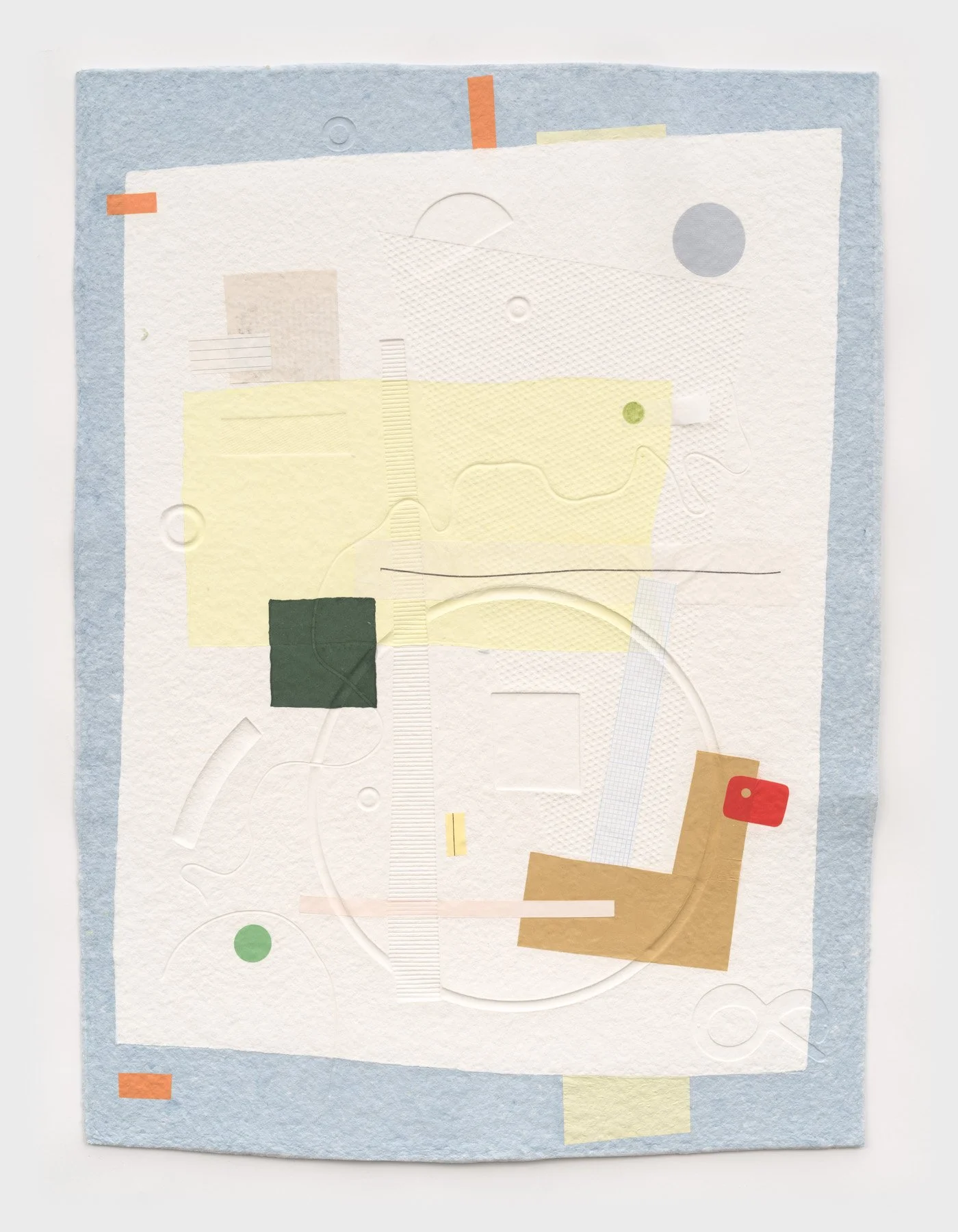 'Finding Form (Blue 2)'
21.5 x 29.5in
Embossed cotton, found paper collage, and marker
2024