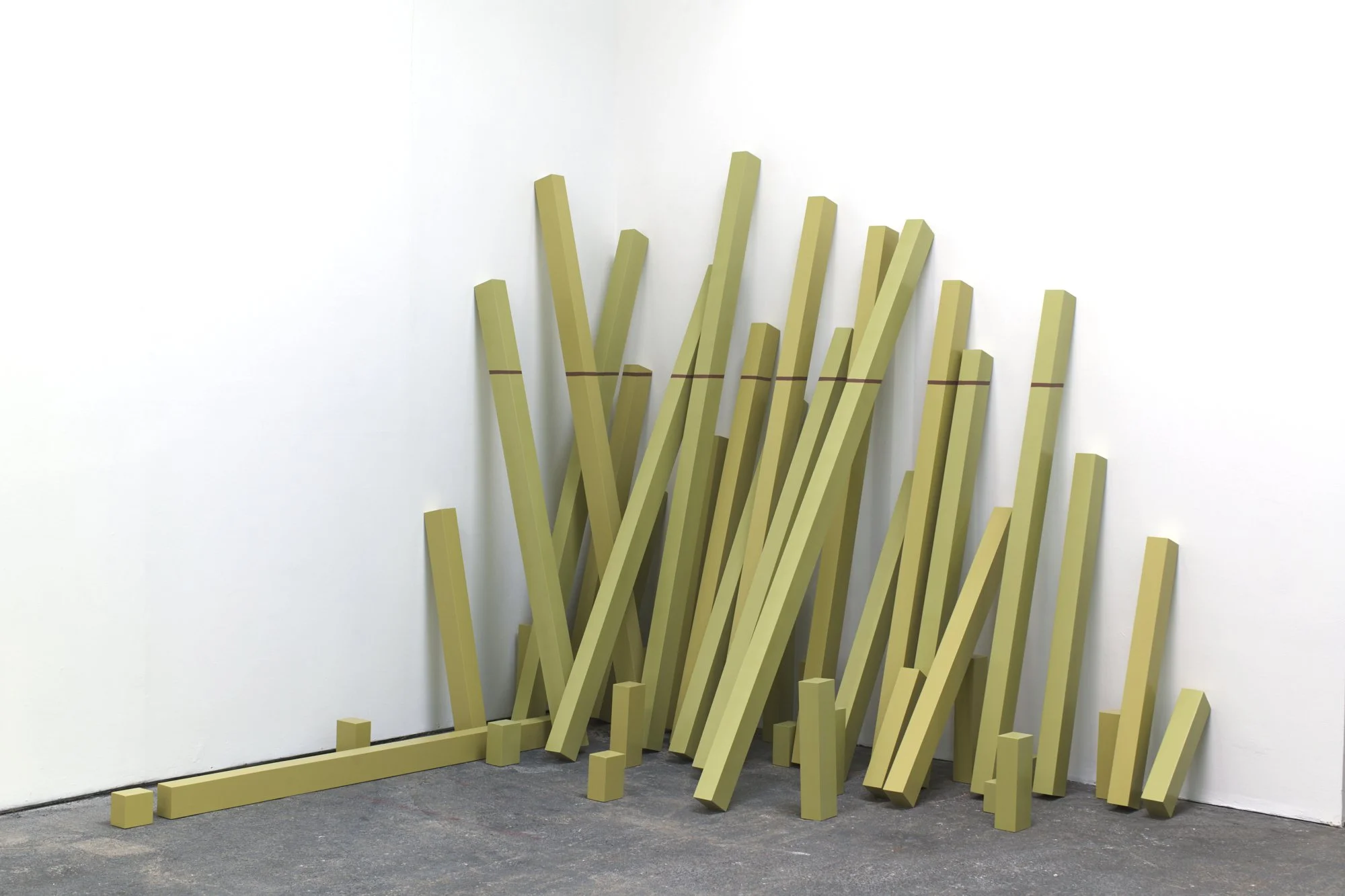 'Through Line (Grass)', Acrylic and wood
overall dimensions variable each 4-96 x 3 x 4 in. 2024