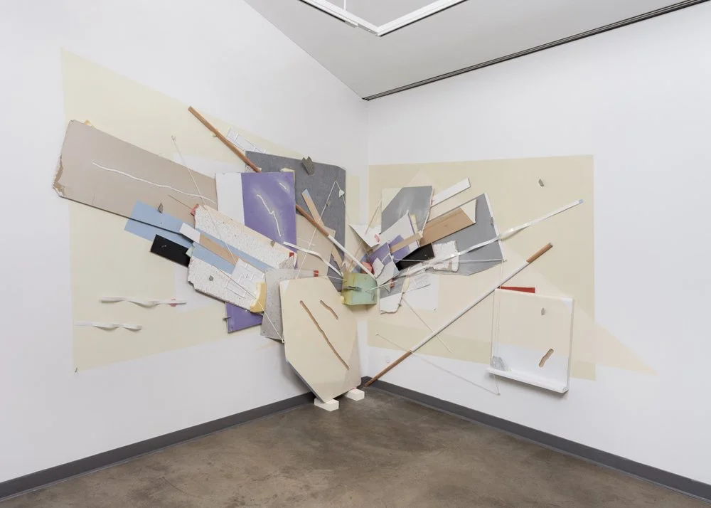 'Break Out'
144 x 108 x 108in Acrylic, wood, laminate, foam, ceiling tiles, rope, drywall, marble, and nails on wall. 2016