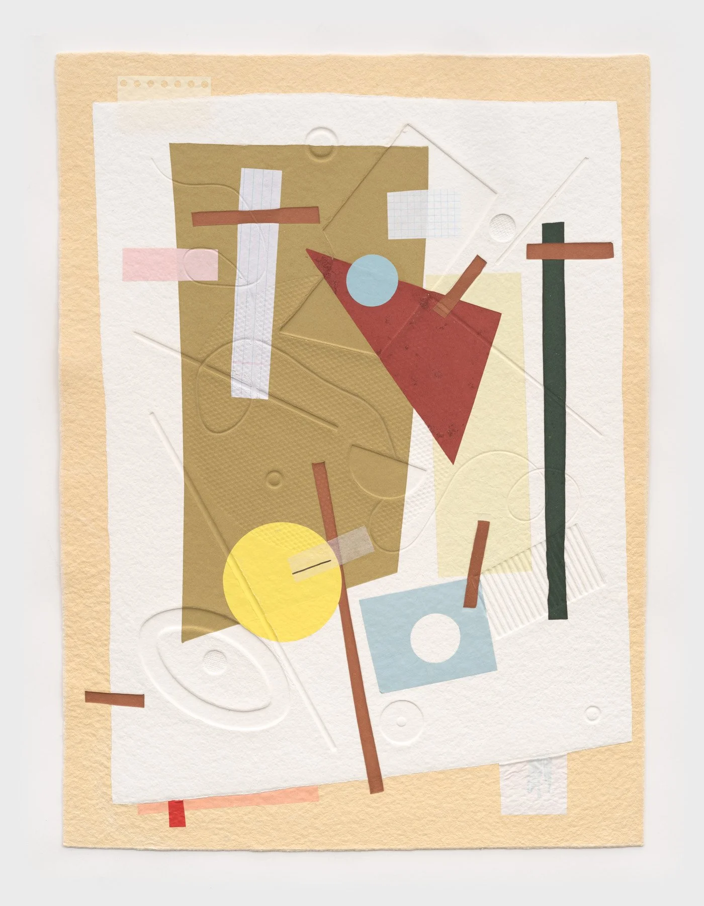 'Finding Form (Yellow)'
21.5 x 29.5in
Embossed cotton, found paper collage, and marker
2024