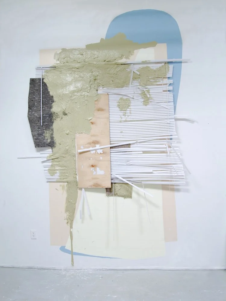 'Blinded'
6 x 11.5ft Vinyl, acrylic, plaster, wood, graphite, wool, and window blinds on wall. 2010