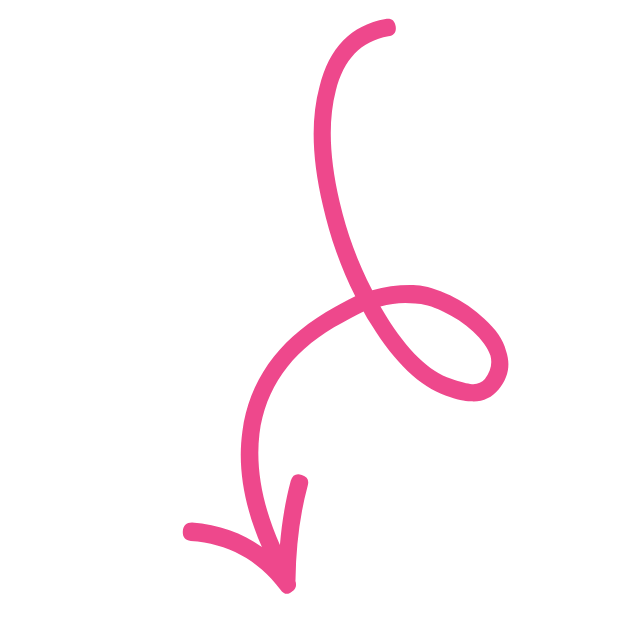 A pink arrow diagram pointing downward and curving to the right.