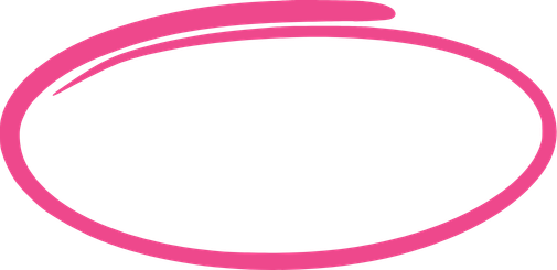 A pink gymnastic ribbon in a loop with a slight wave.