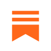 An orange bookmark icon on a white background.