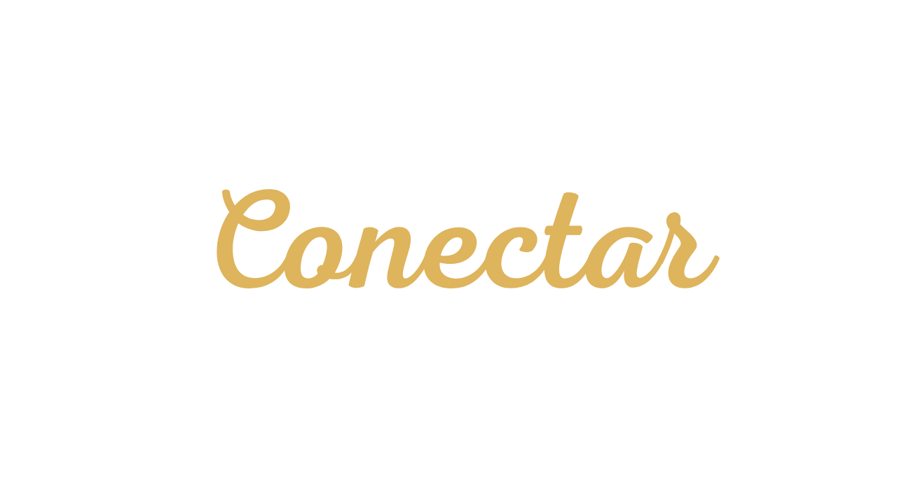 Imagem com a frase "Conectar" escrita em letras cursivas, com fundo preto e letras douradas.