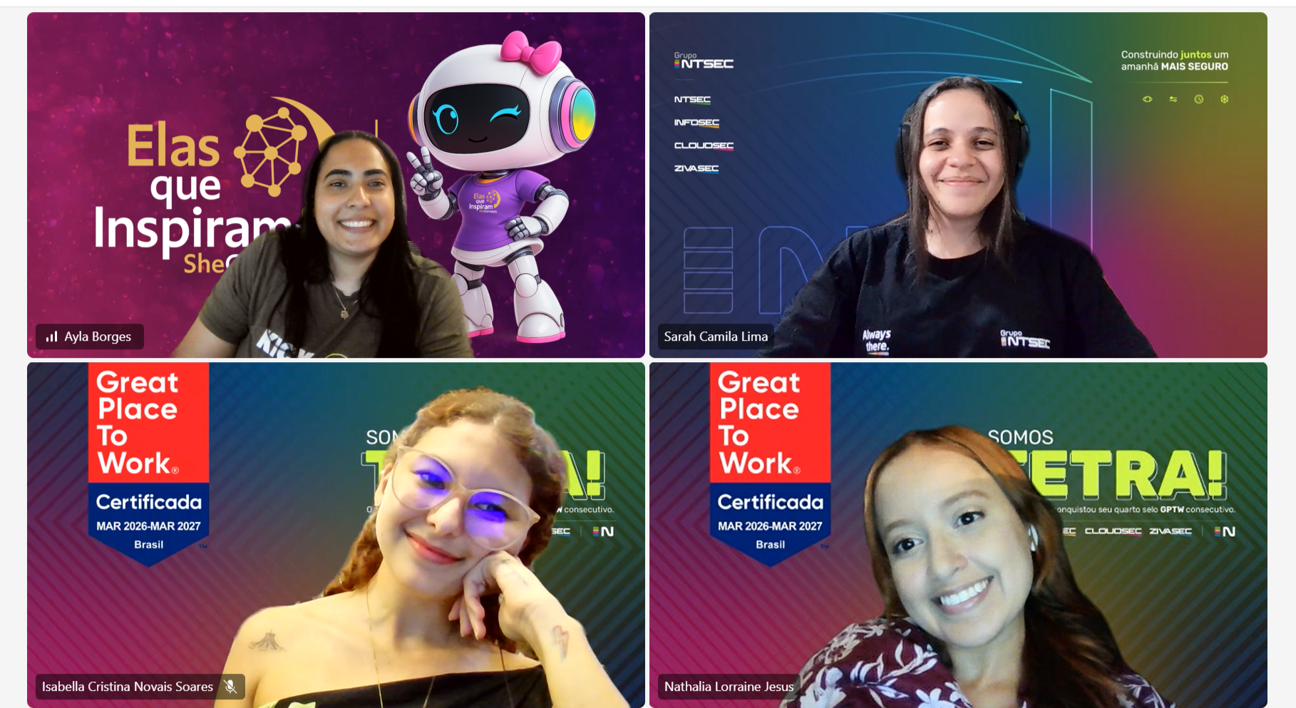 Reunião virtual do Women talk, iniciativa de conversação em inglês para mulheres dentro do Elas que Inspiram. Um espaço seguro para praticar inglês sem medo de errar.