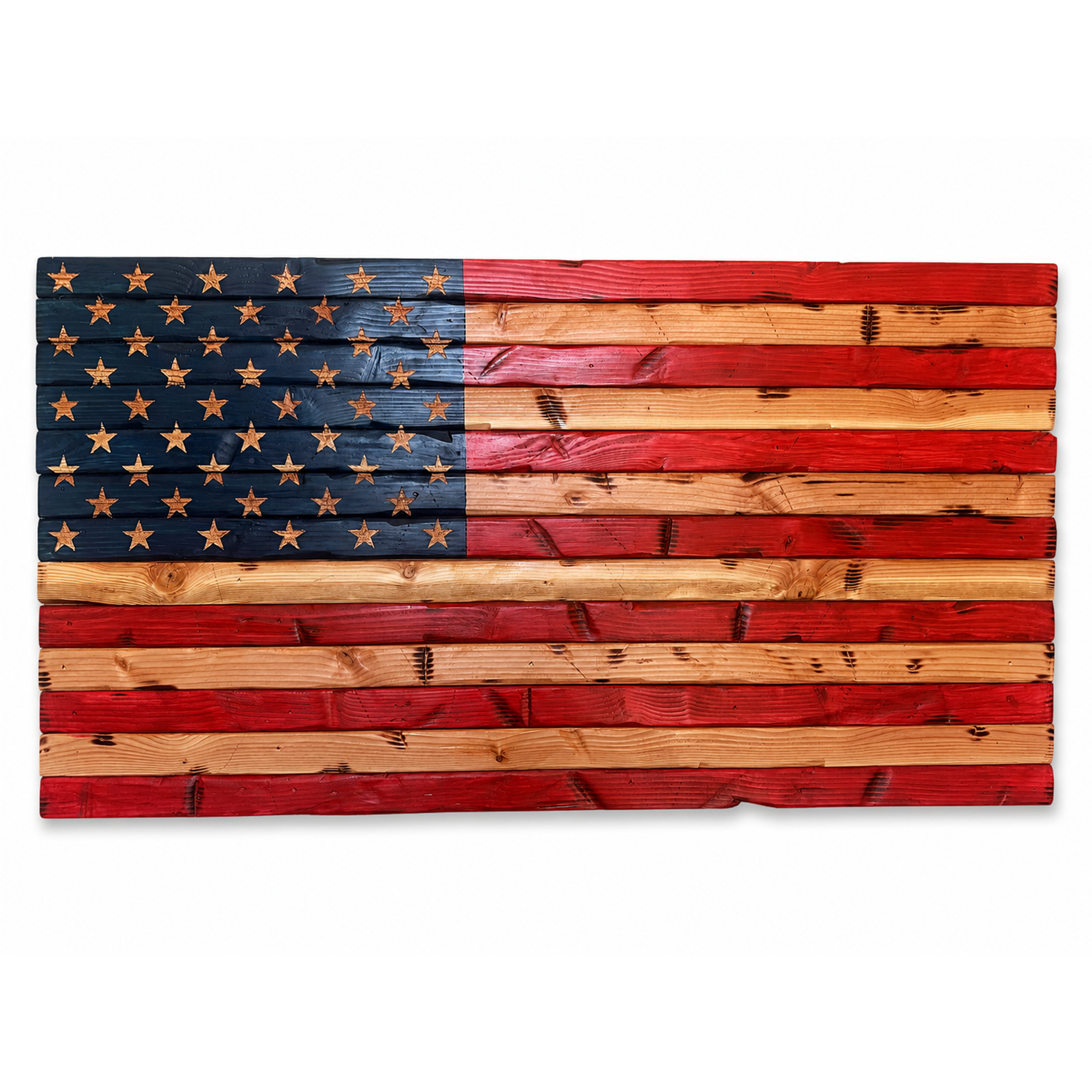 Hand Carved Wood American Flag