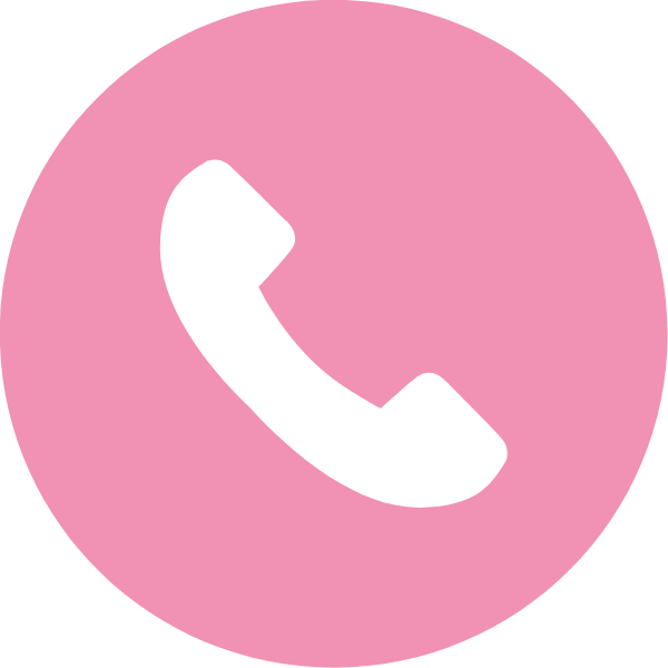 Pink circle with a black telephone receiver icon in the center.