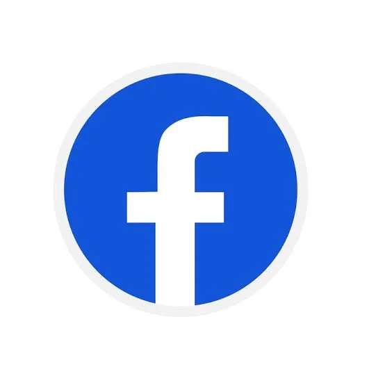 Facebook logo with a white lowercase 'f' on a blue circular background