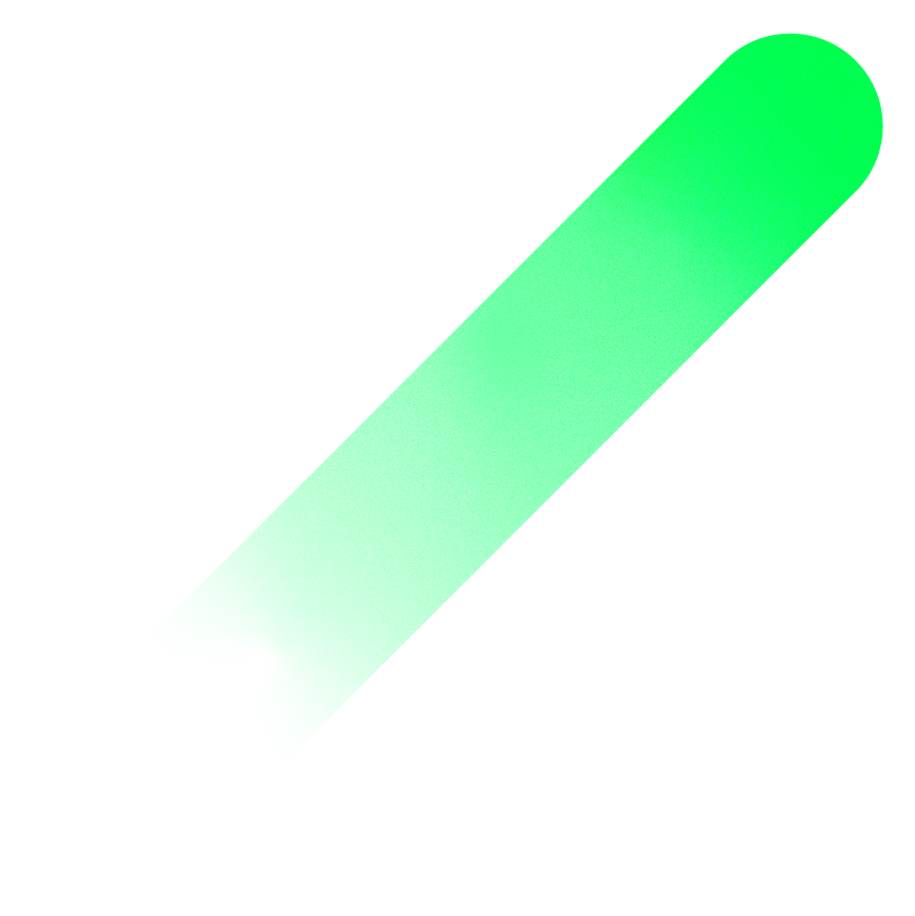Bright green gradient test tube or capsule capsule-shaped object on white background.