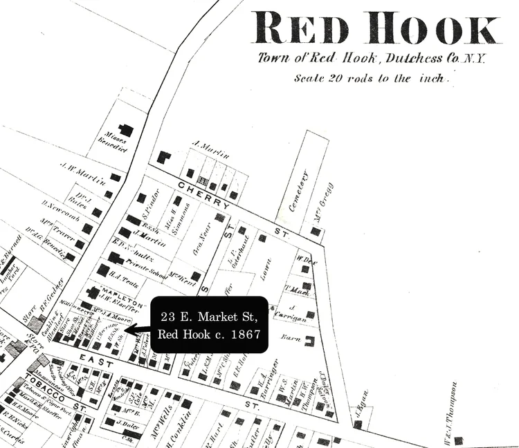 Official village map of Red Hook, 1867, showing the lot at 23 East Market Street