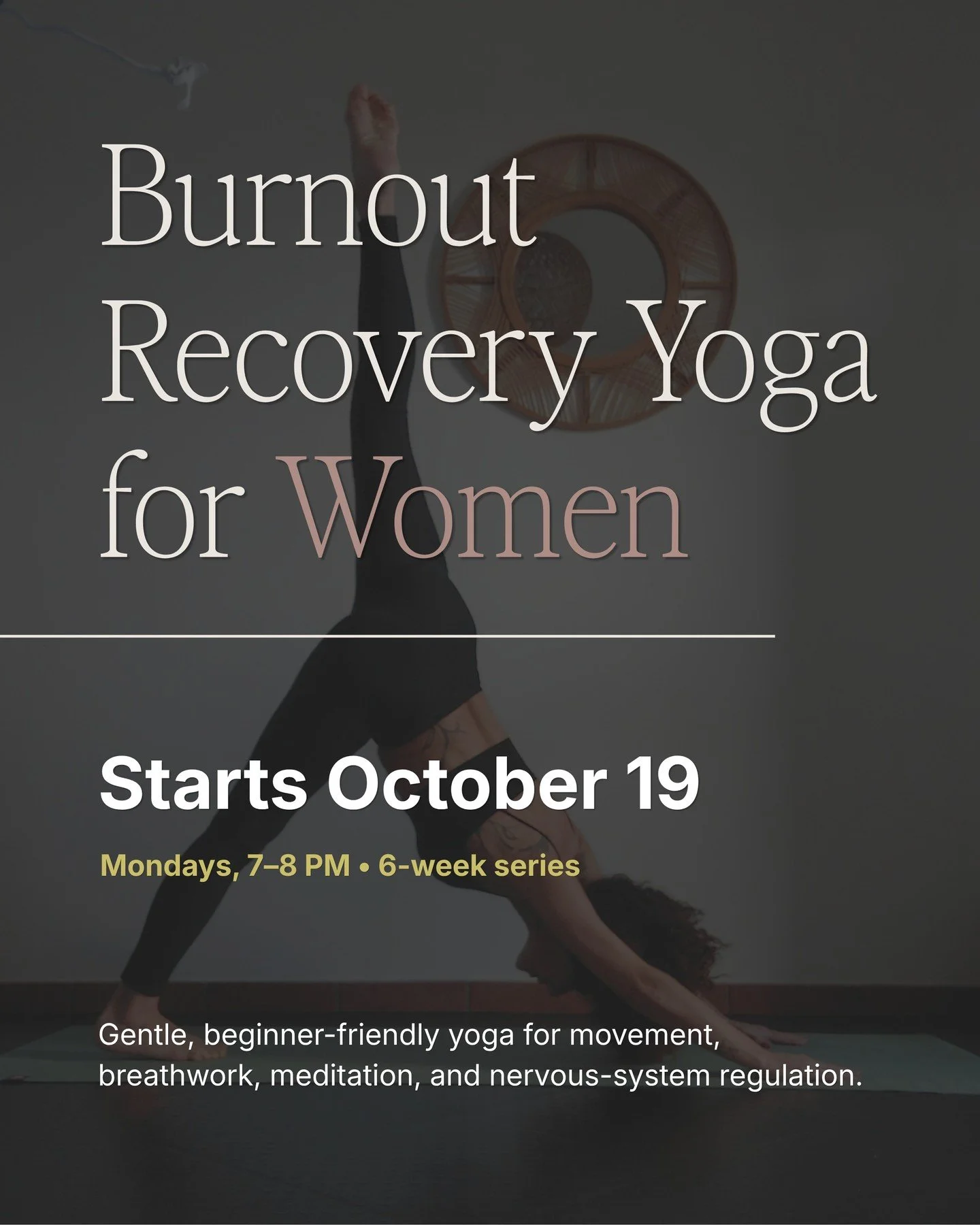 Sometimes recovery starts with giving yourself permission to slow down.

Burnout Recovery Yoga for Women is a gentle, beginner-friendly 6-week series designed around intentional movement, breathwork, guided meditation, and nervous-system regulation. 