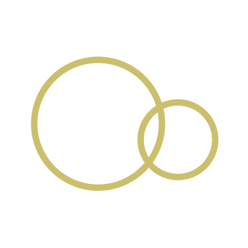 Three beige-colored overlapping circles on a black background.