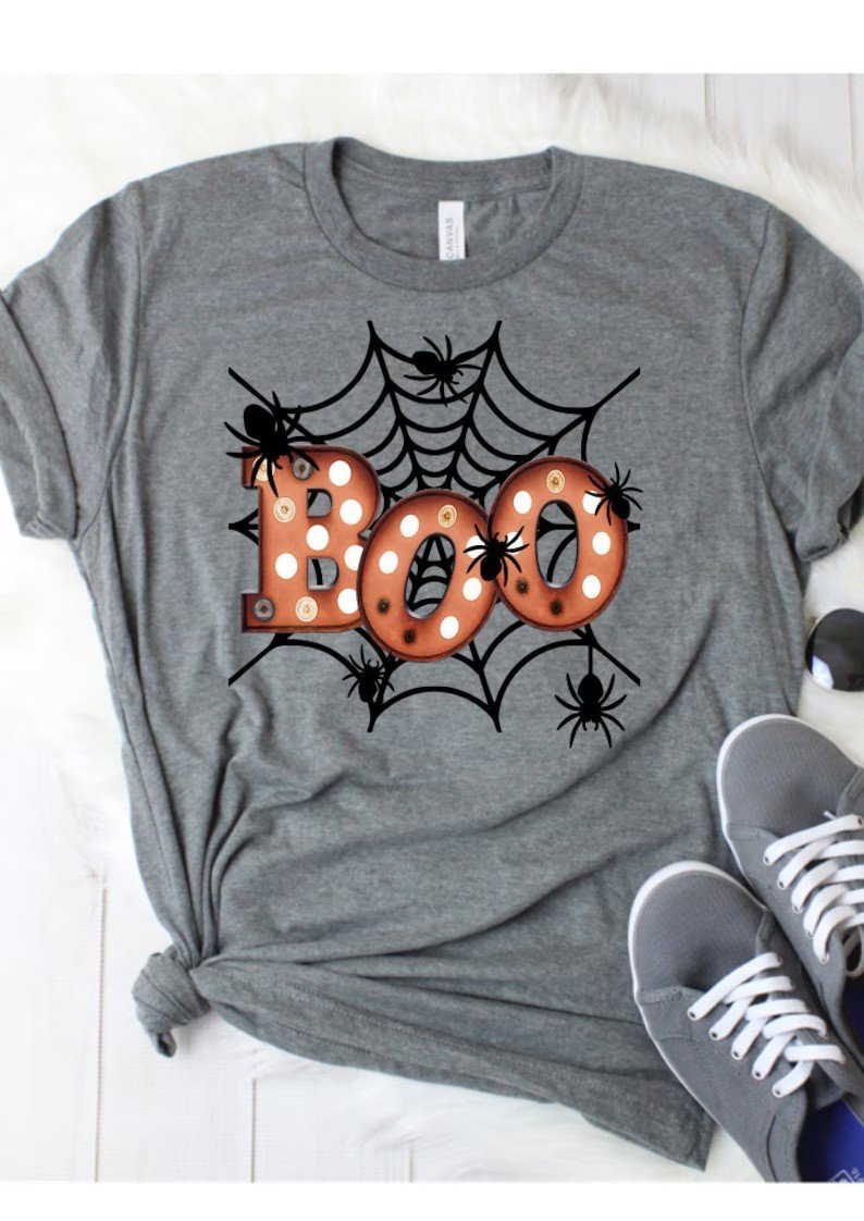 Boo Spider Web Halloween PNG Digital Download Design