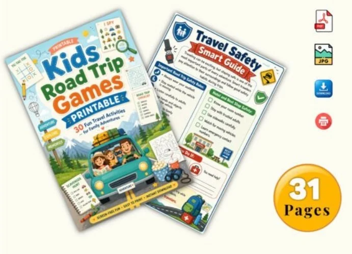 Kids Road Trip Games Printable Graphic Download Zip File