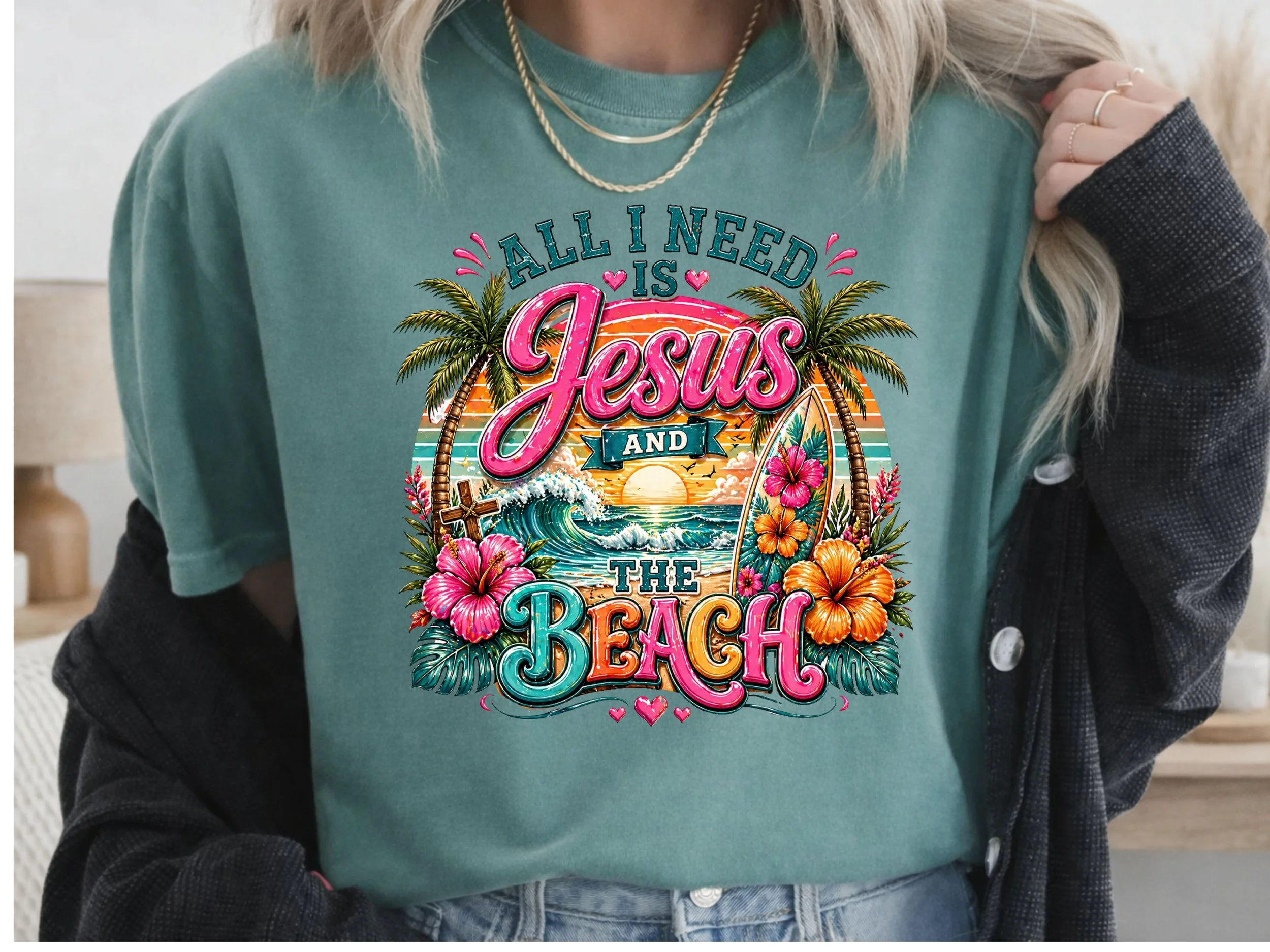All I need is Jesus and the beach PNG Digital Download Design