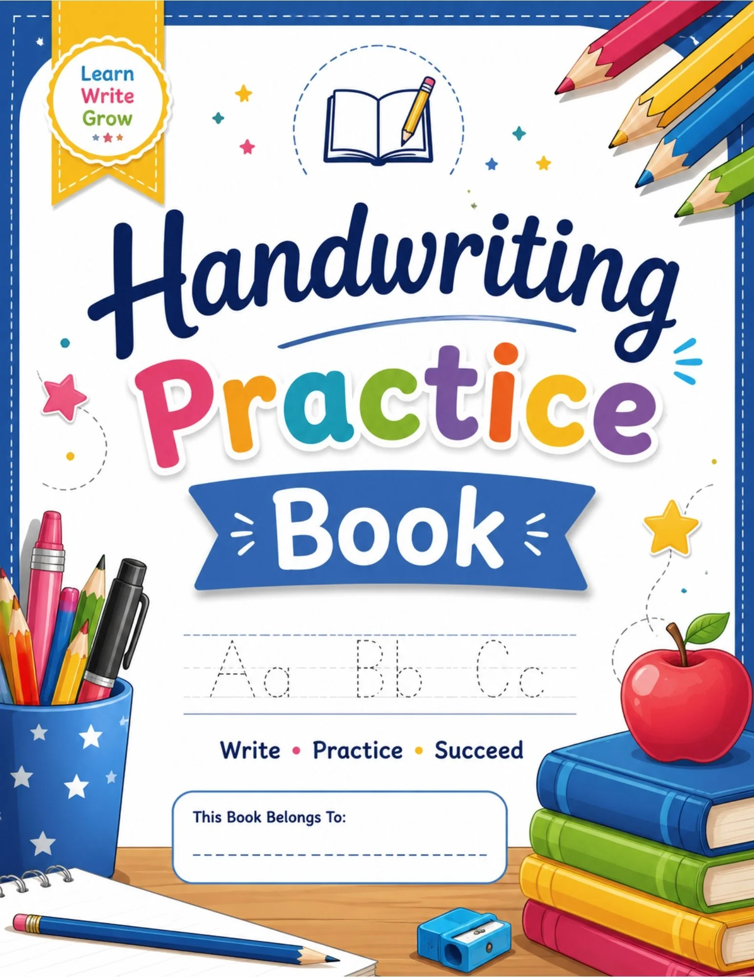 Handwriting Practice Book 30 pages to help you kids PNG Digital Download