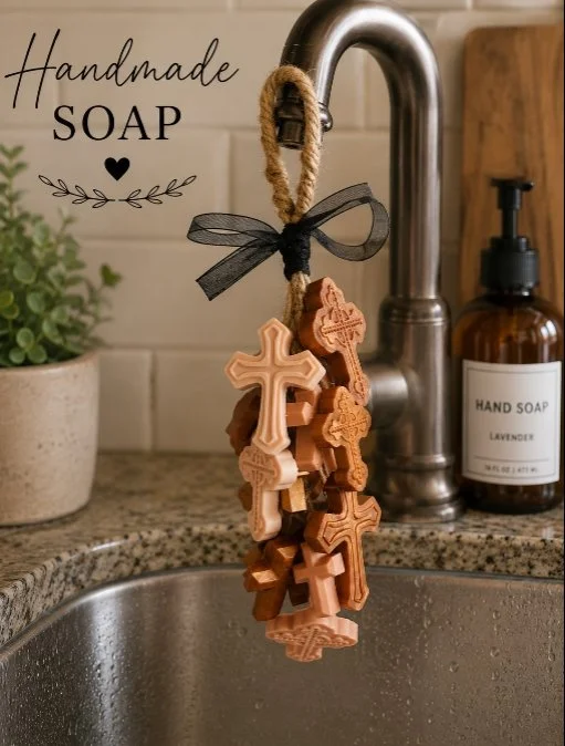 Cross Hanging homemade soap Mahagony Teakwood Scent