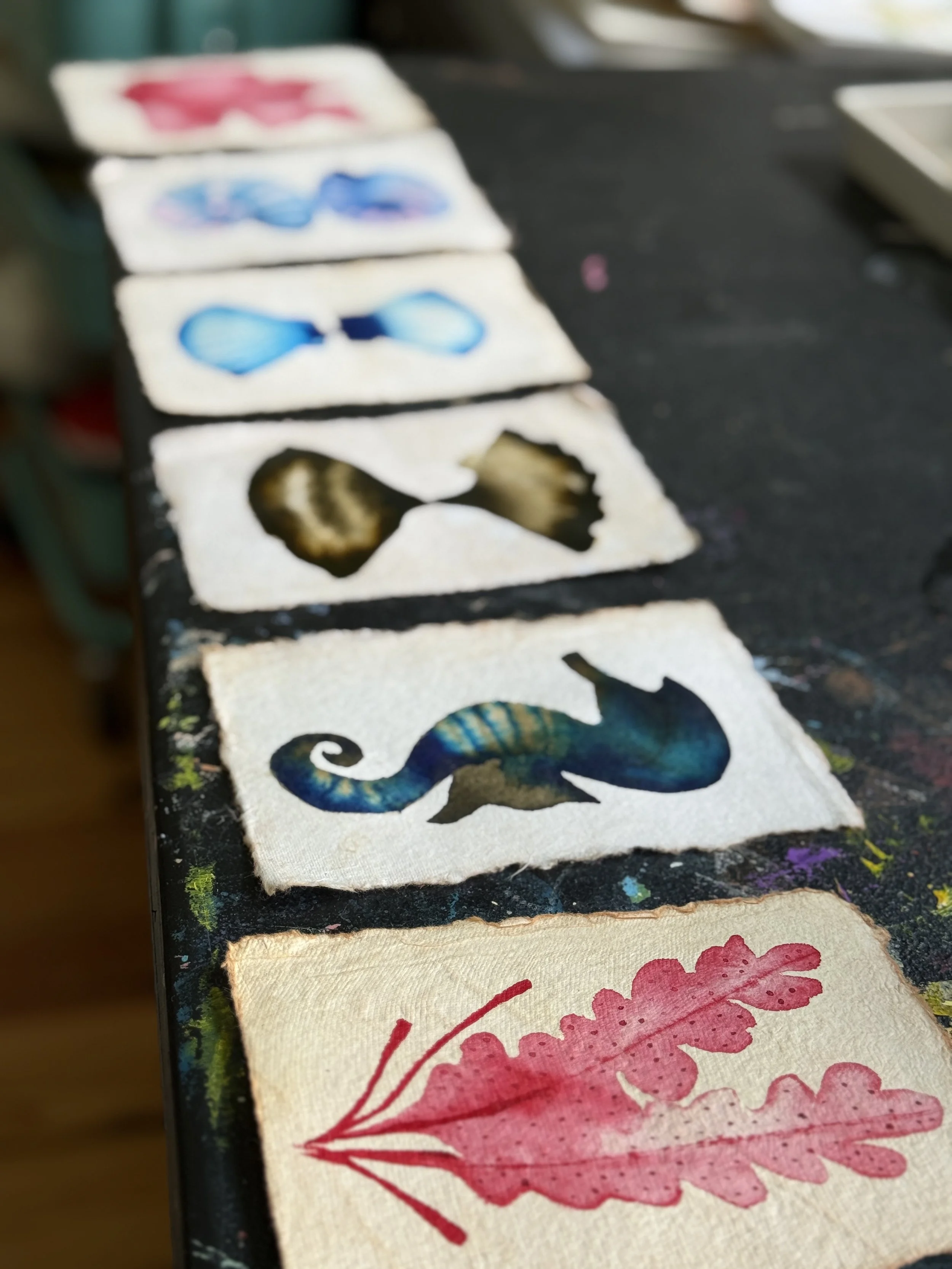 small works by cris villa of watercolors of sea creatures
