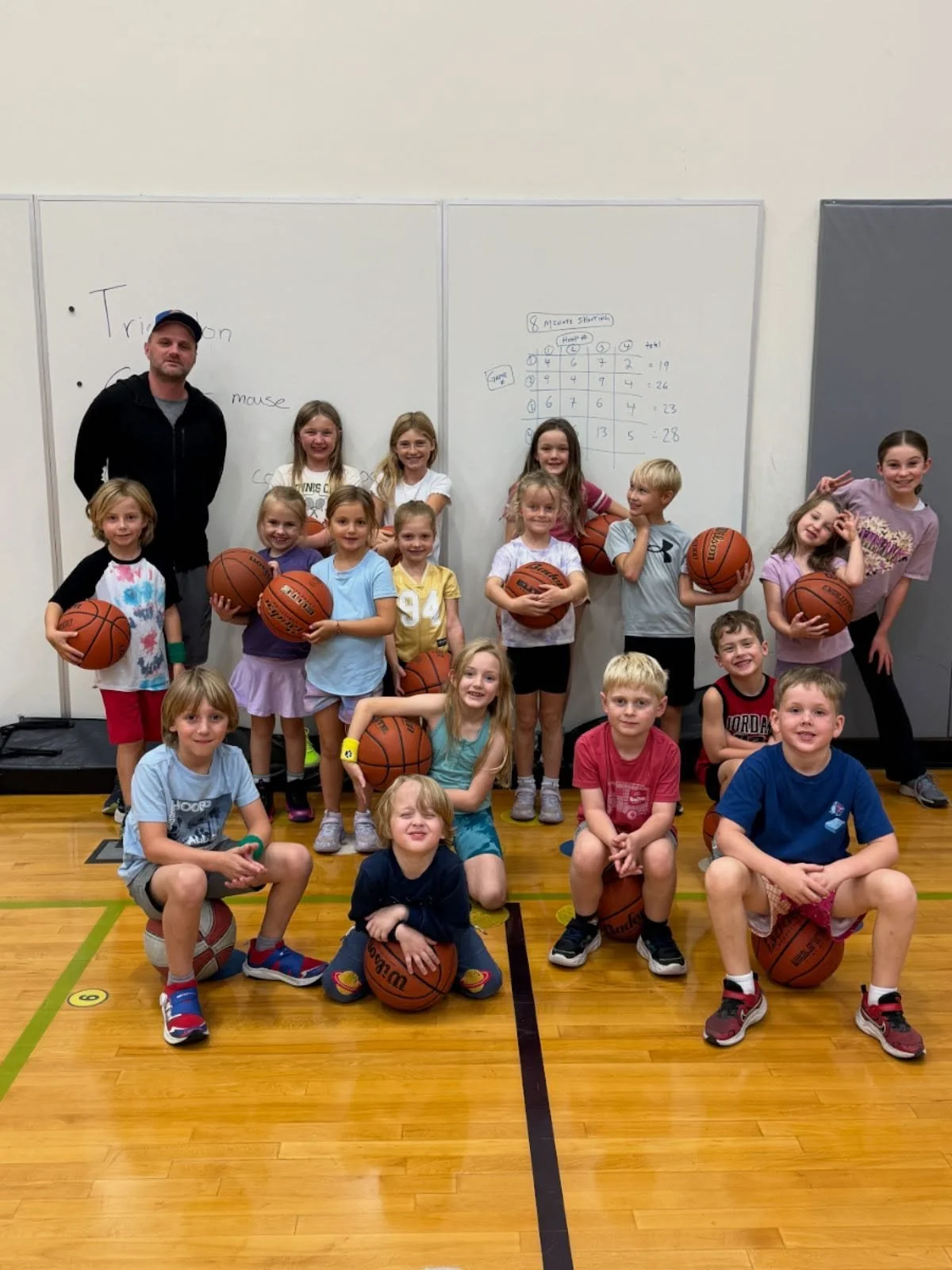 Tuesday 1st-2nd grade Hoops. A joy every meeting.  And a great crew of older siblings to help out!