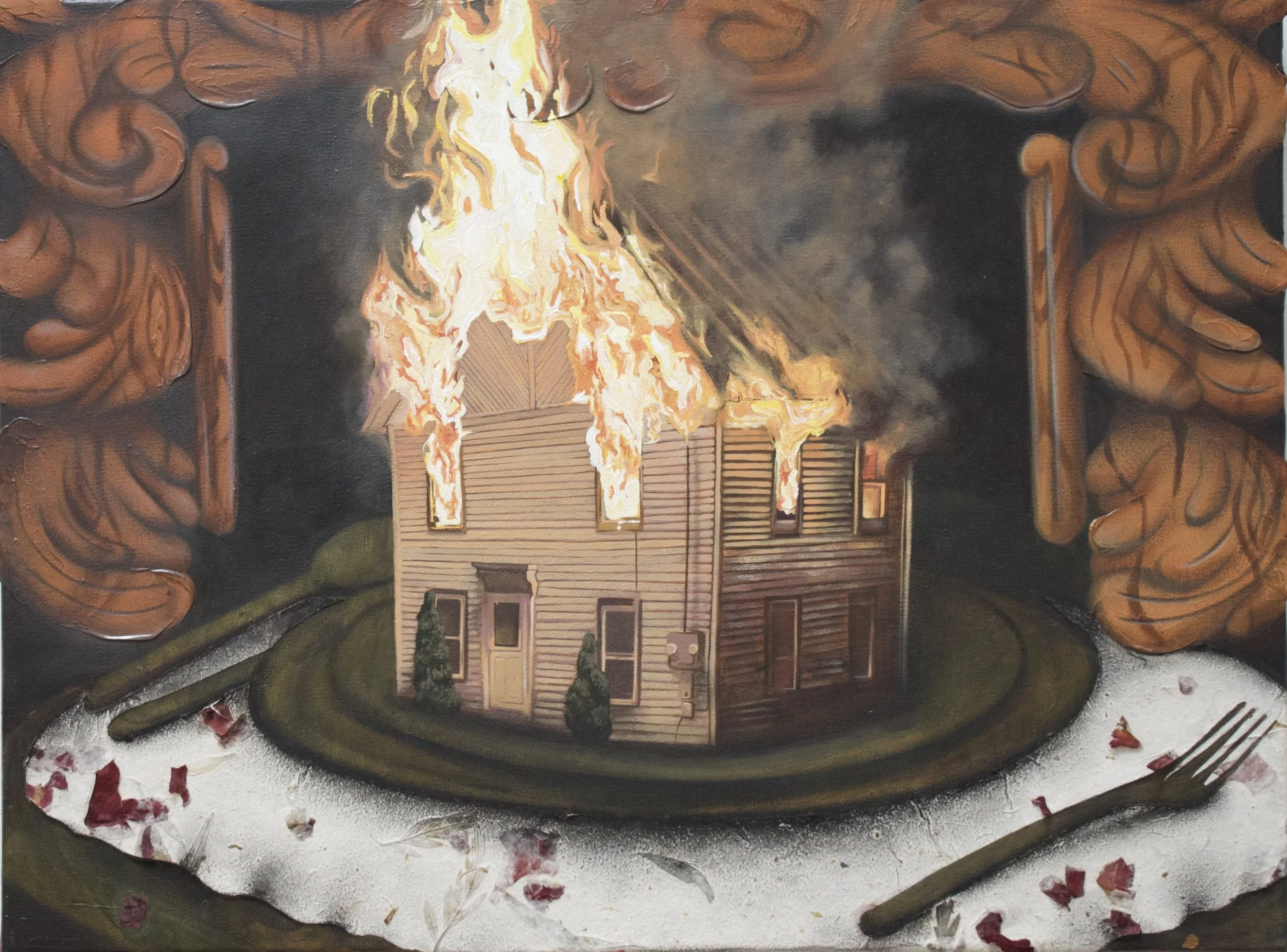 Uhh...Mom, the House is on Fire
Acrylic on canvas
24 x 18
2026