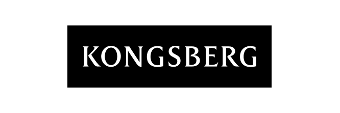 Black background with white text that reads 'KONGSBERG'.