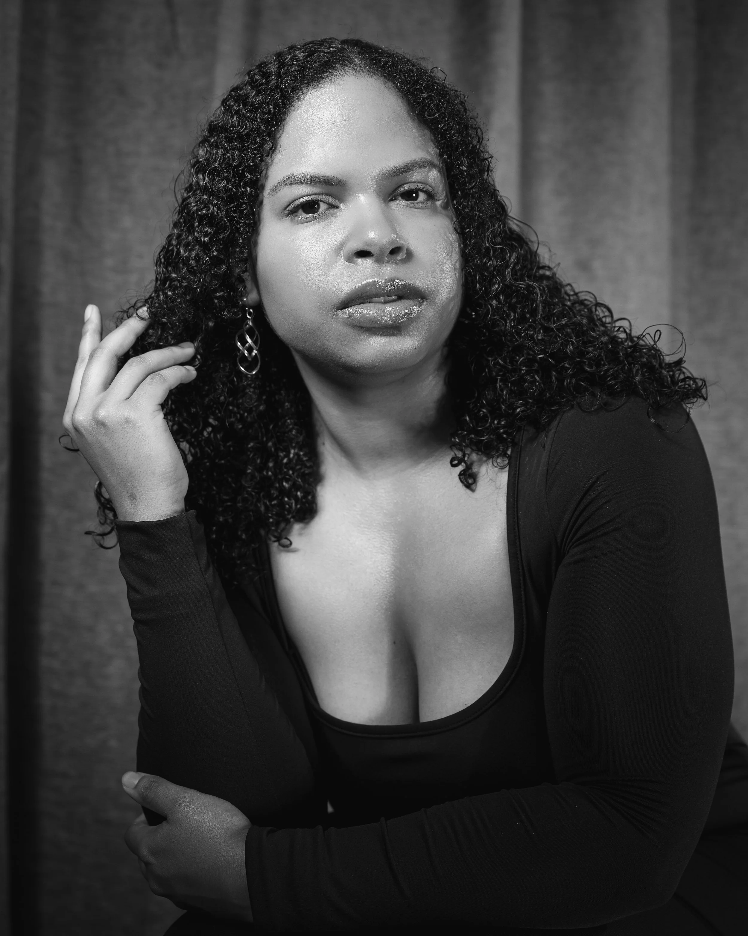 Actress Deanna Rowland black and white headshot