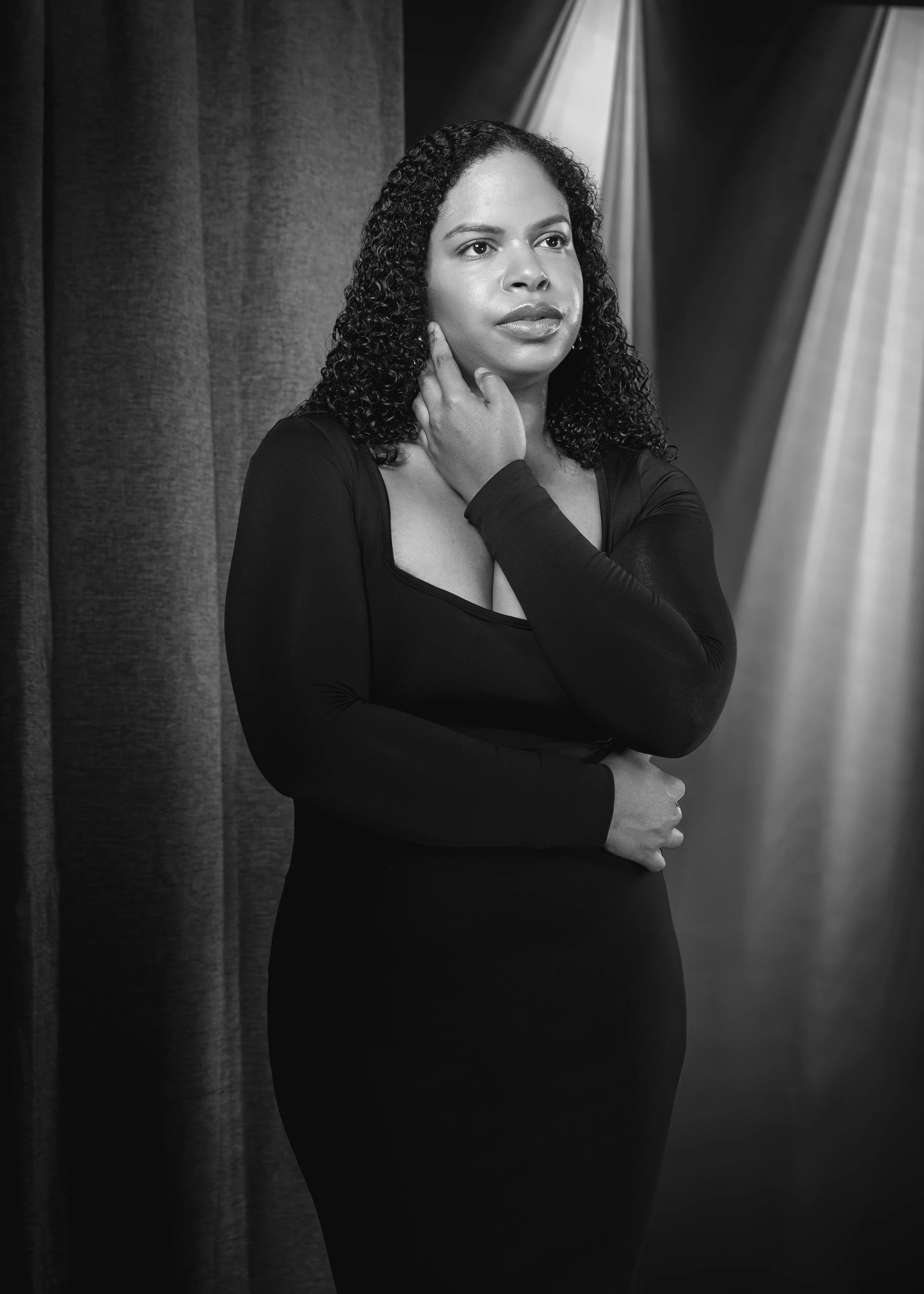 Actress Deanna Rowland black and white portrait