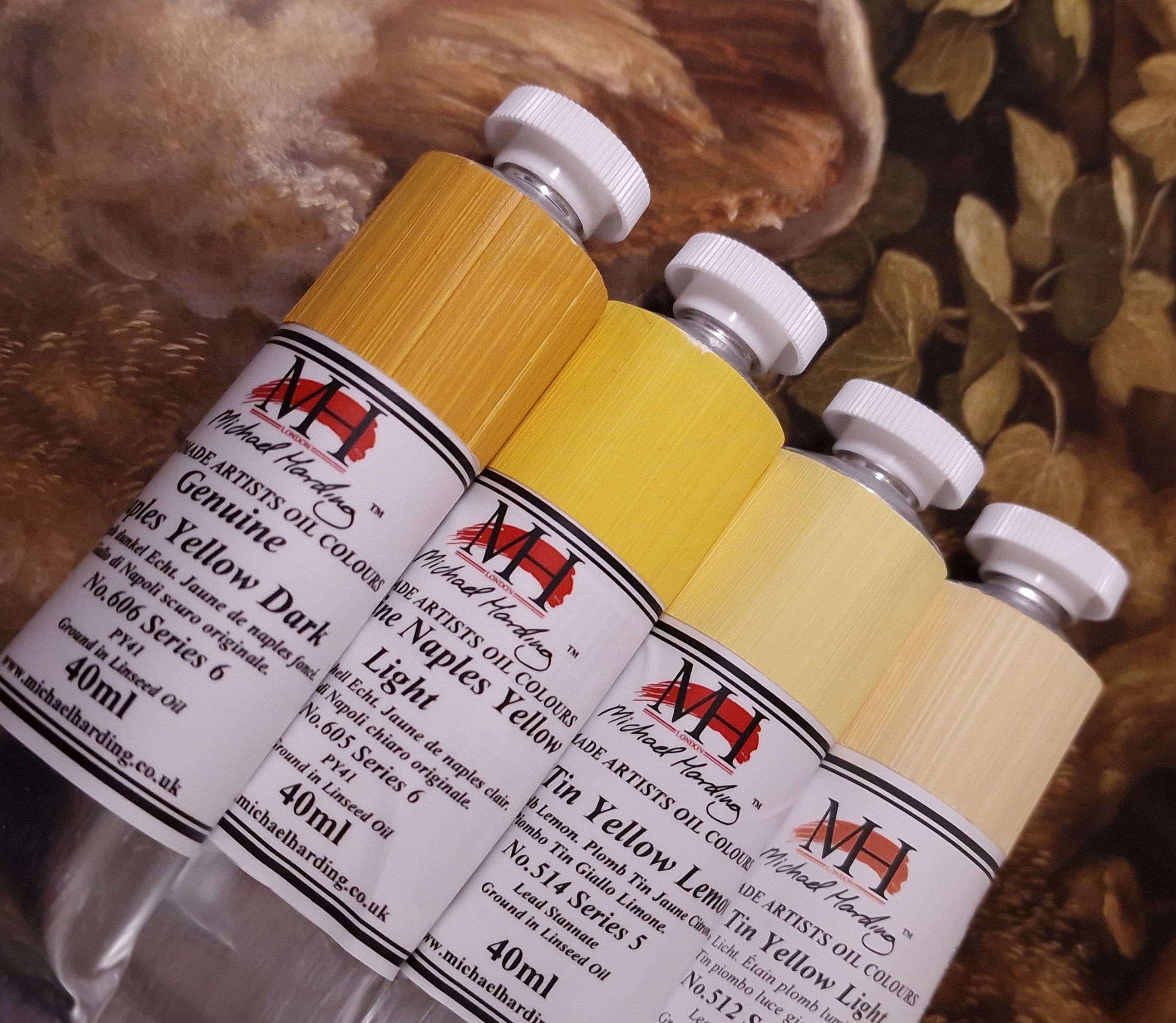 Michael Harding Genuine Naples Yellow and Tin Yellow oil paints, documenting artists’ materials as they approach discontinuation.