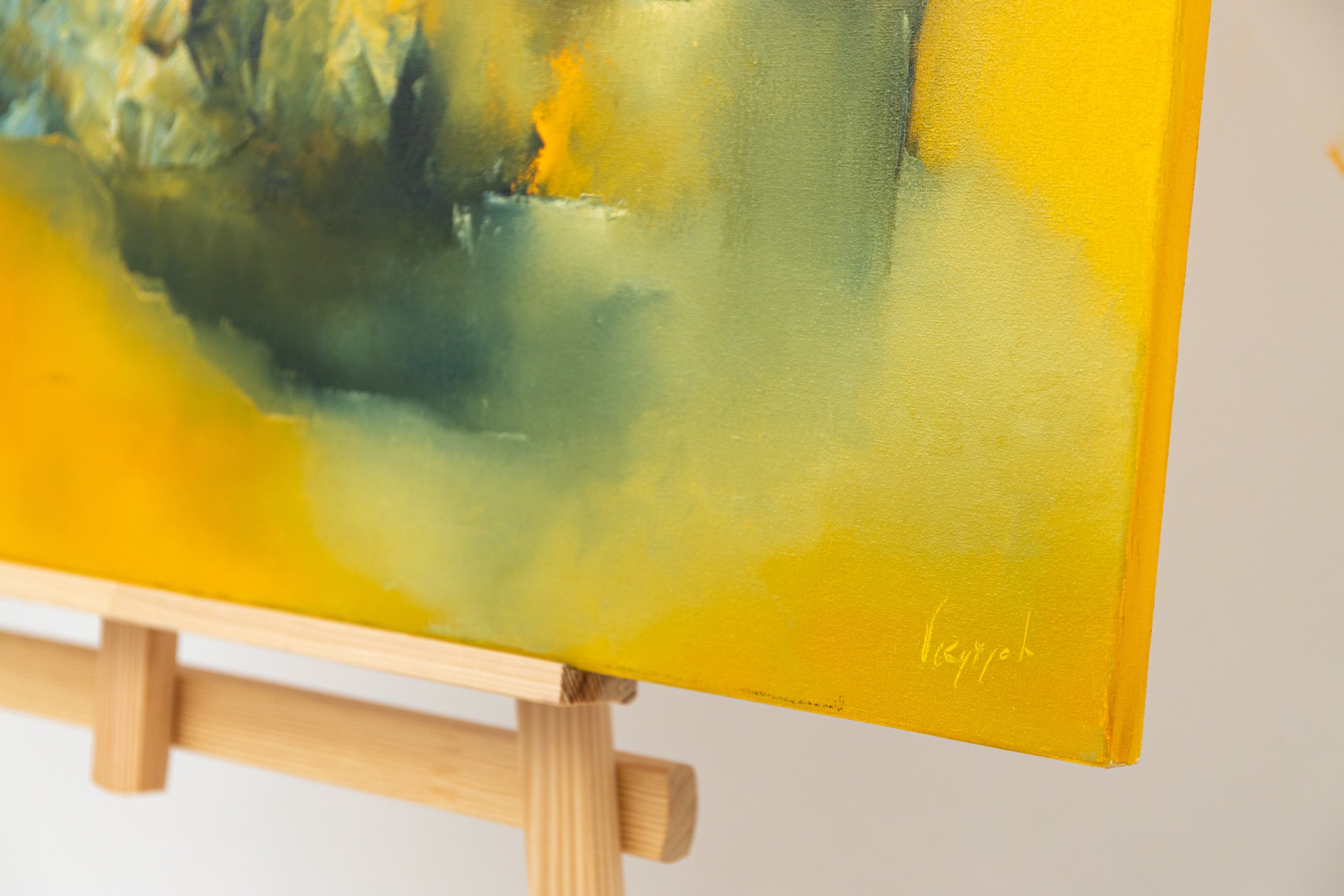 Close-up detail of an original oil painting, showing layered colour and surface textures that reveal themselves gradually through repeated viewing.