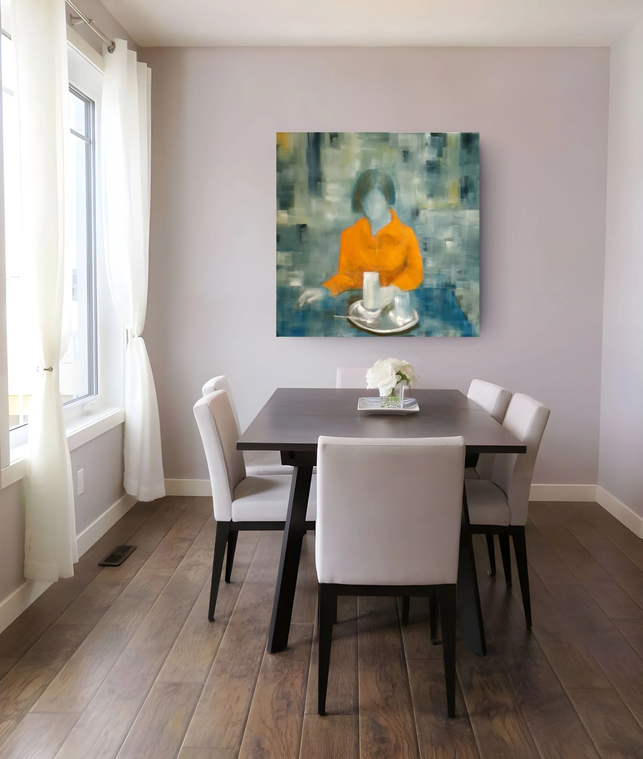 Original oil painting by Veronika Kyrychenko displayed in a modern home interior.