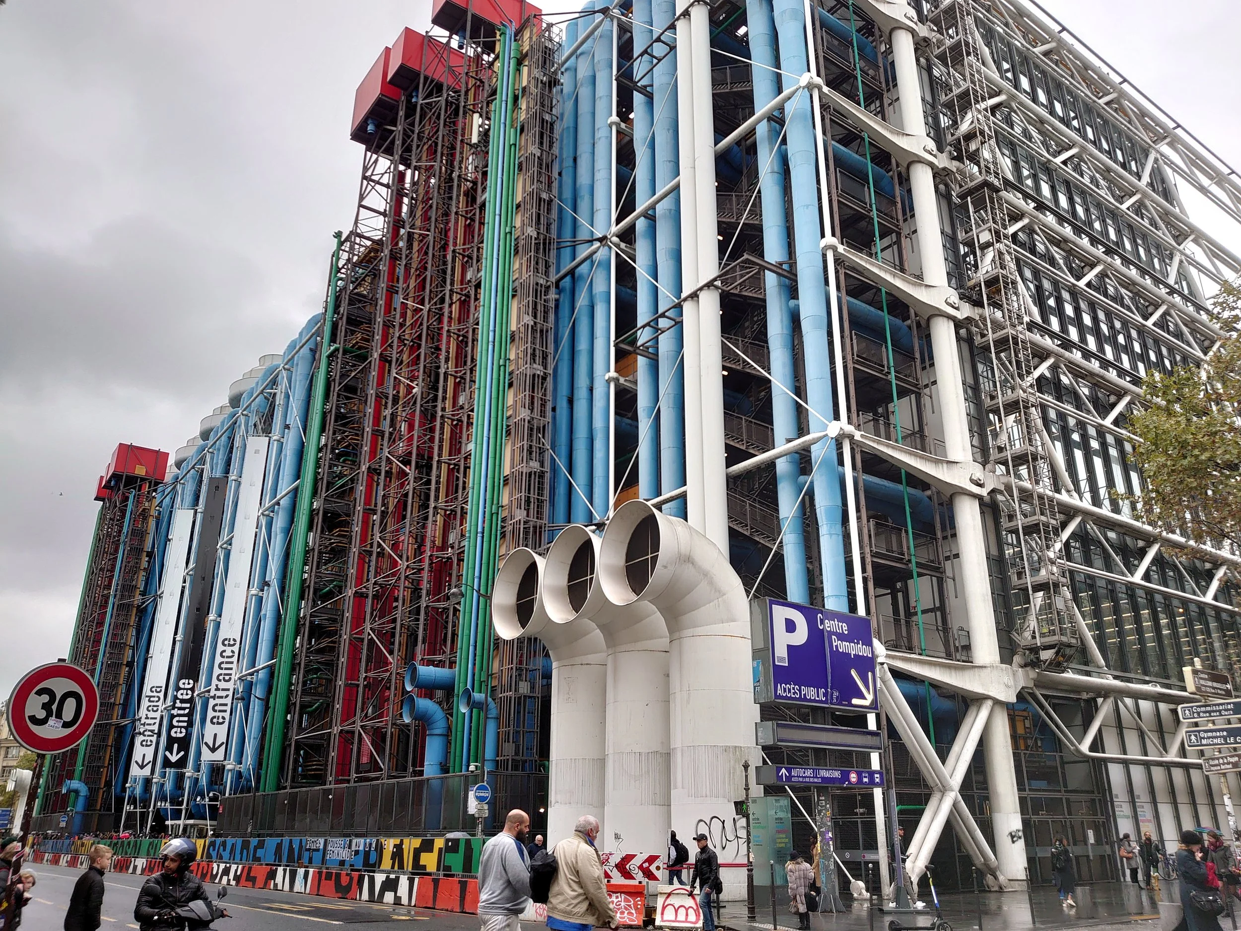 Centre Pompidou in Paris, showcasing its iconic exposed structural design.