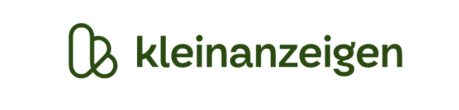 Logo der Kleinanzeigen-Website mit zwei grünen Papierclip-Symbolen und dem Schriftzug 'kleinanzeigen'