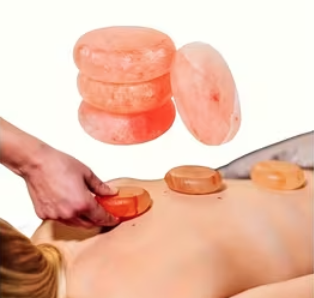 Massages aux pierres froides aux sels de rose de l'Himalaya et huiles végétales naturelles