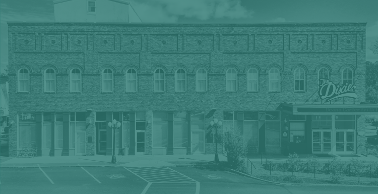 Historic downtown Huntingdon, TN featuring The Dixie Performing Arts Center